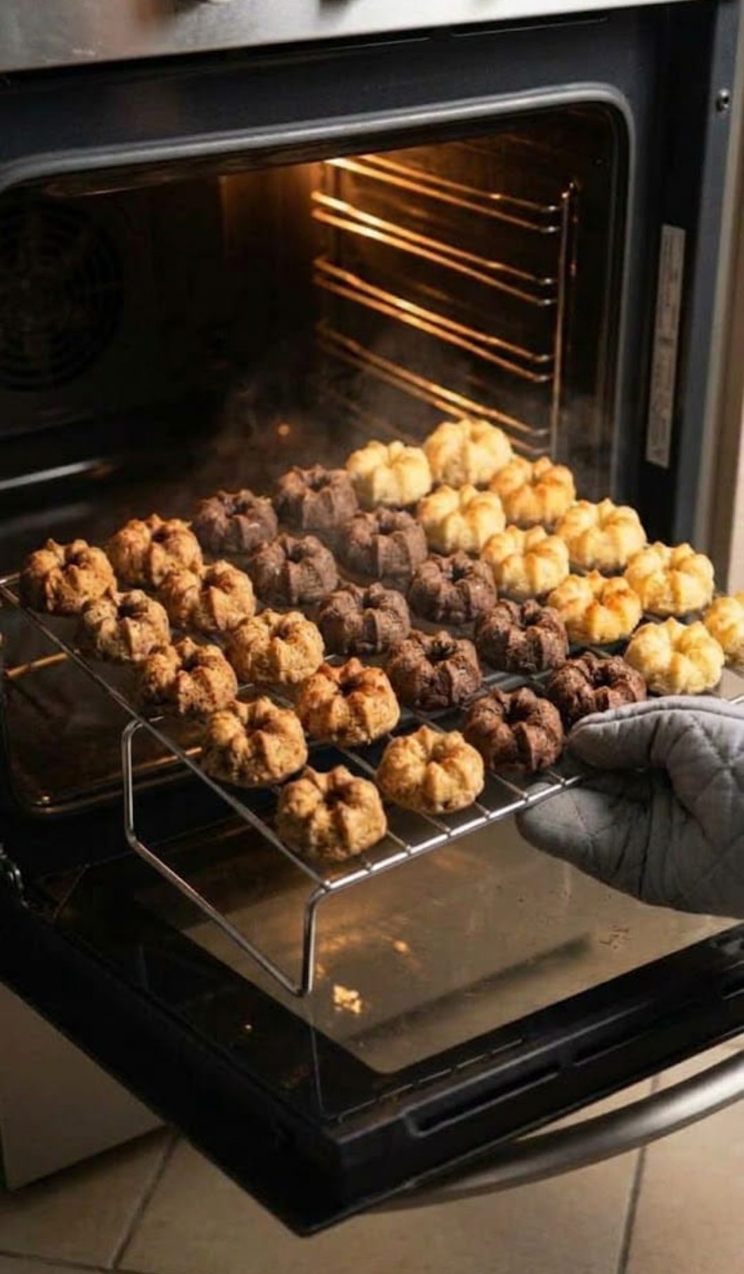 Mini Bundts saliendo del horno